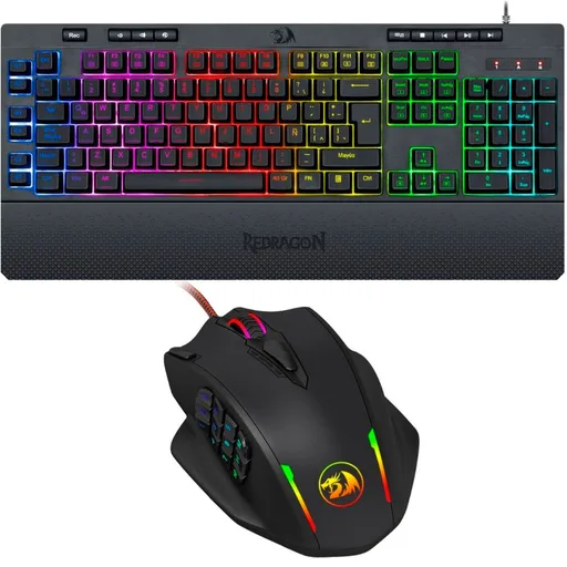 Kit Gamer Teclado Redragon K512 RGB Shiva + Mouse Redragon M908 Impact