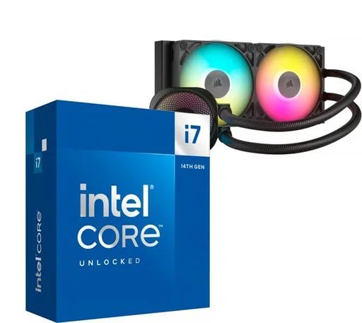 Procesador Intel Core i7 14700KF 5.6GHz Turbo + Corsair iCUE Titan Link 240 RX RGB Water Cooler