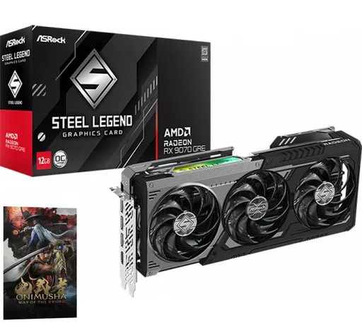 Placa de Video ASRock Radeon RX 9070 GRE 12GB GDDR6 Steel Legend Dark
