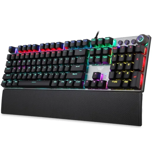Teclado Gamer AULA F2058 Negro Wired Full RGB Sw azul