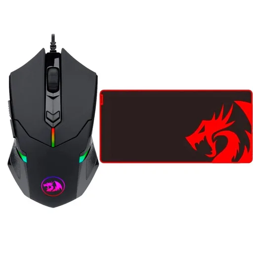 Kit Gamer Mouse Gamer Redragon M601 Centrophorus RGB + Pad Mouse P006 L