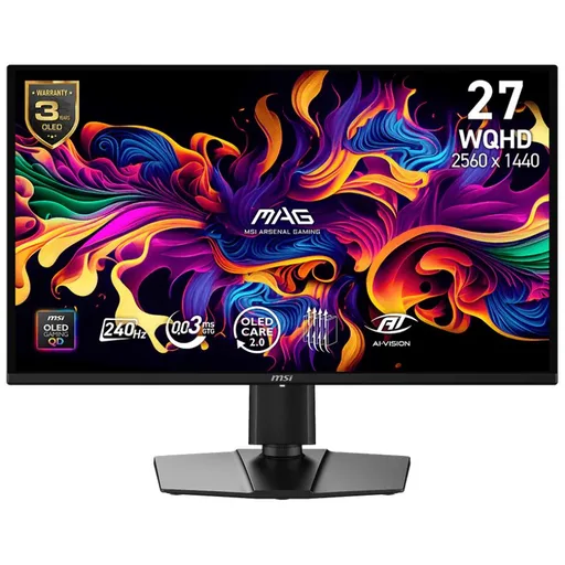Monitor Gamer 27" MSI Mag 240Hz QHD OLED 0.03ms HDMI 274QP QD X24