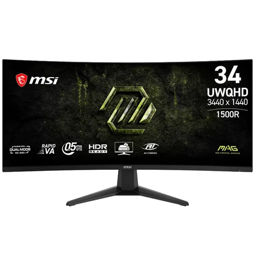 Monitor Gamer 34" MSI Mag Curvo Uwqhd Dual 200Hz 0.5ms 346CQDF E20