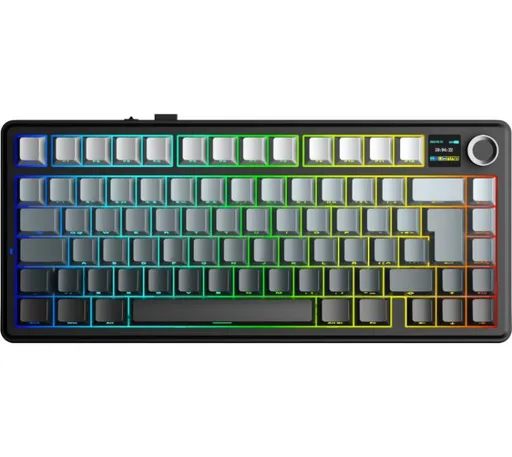 Teclado Mecánico AULA F75 MAX Wireless 2.4GHz Bluetooth 5.0 Pantalla TFT Degrade Black RGB 80hs USB-C