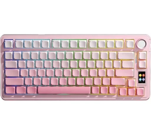 Teclado Mecánico AULA F75 PRO Wireless 2.4GHz Bluetooth 5.0 Pantalla TIF Pink/White RGB 80Hs USB-C