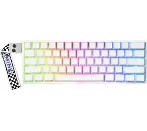 Teclado Magnético AULA 60HE Mini PRO 8000Hz Wireless 2.4GHz Bluetooth 5.0 White RGB USB-C