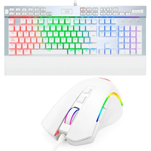 Kit Gamer Teclado Redragon K550 Yama Blanco + Mouse Redragon M607 Griffin