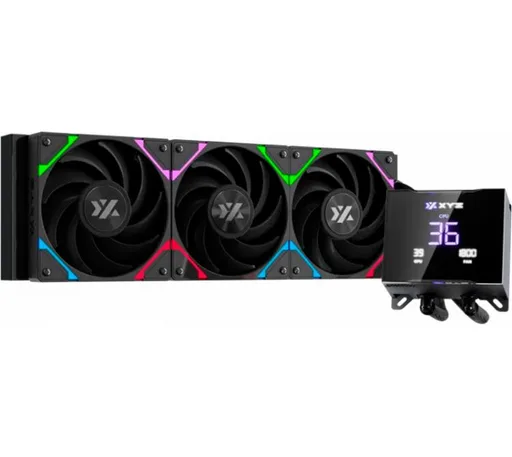 Cooler CPU XYZ Hydrotemp AIO 360 ARGB Black LCD Display Water Cooler