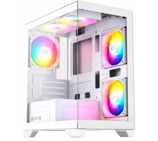 Gabinete XYZ Titanium View Lite White 6x120mm ARGB Fans Vidrio Templado