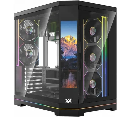 Gabinete XYZ Neutron X PRO Black 5x120mm ARGB PWM Fans Dual Chamber 9.1" LCD Smart Display