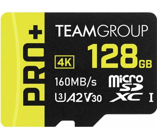 Memoria Micro Sdxc Team PRO UHS-I 128GB 160MB/s A2 V30 Clase 10 con Adaptador