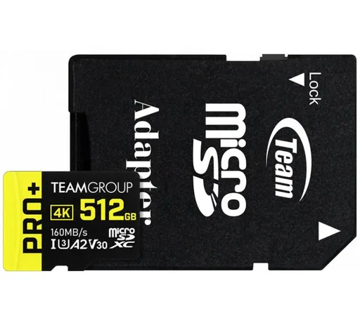 Memoria Micro Sdxc Team PRO UHS-I 512GB 160MB/s A2 V30 Clase 10 con Adaptador