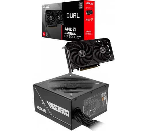 Combo ASUS Dual Radeon RX 9060 16GB + Fuente ASUS Prime 750W 80 Plus Bronze