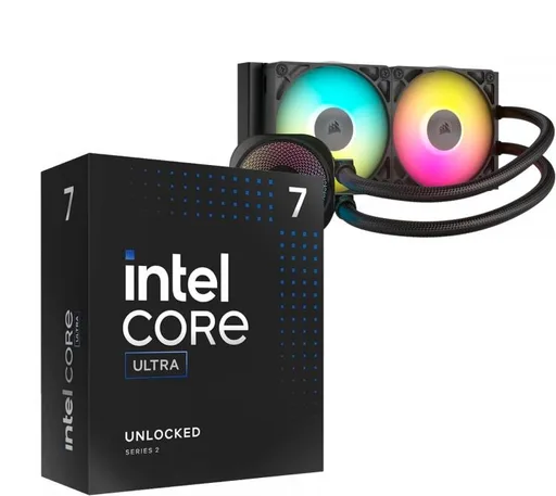 Procesador Intel Core Ultra 7 265K 5.5GHz Turbo + Cooler CPU Corsair iCUE Titan Link 240 RX RGB Water Cooler