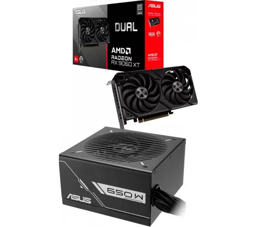 Combo ASUS Dual RX 9060 XT 16GB + Fuente ASUS Prime 650W 80 Plus Bronze