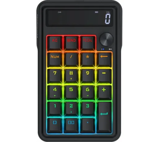 Pad Numérico Redragon K733 Cove Wireless 2.4GHz Bluetooth Función de Calculadora Pantalla LCD Switch Dragon Chant Black RGB USB-C